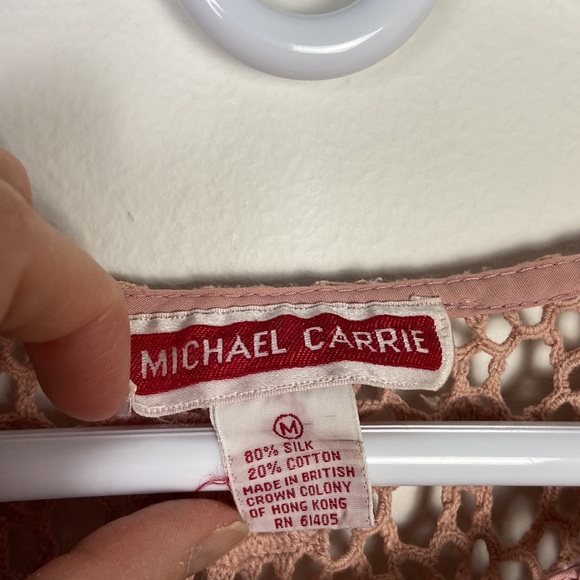 Michael Carrie Women's Medium 3/4 Sleve Silk Knit Crochet Sweater Granny Boho - Picture 6 of 7